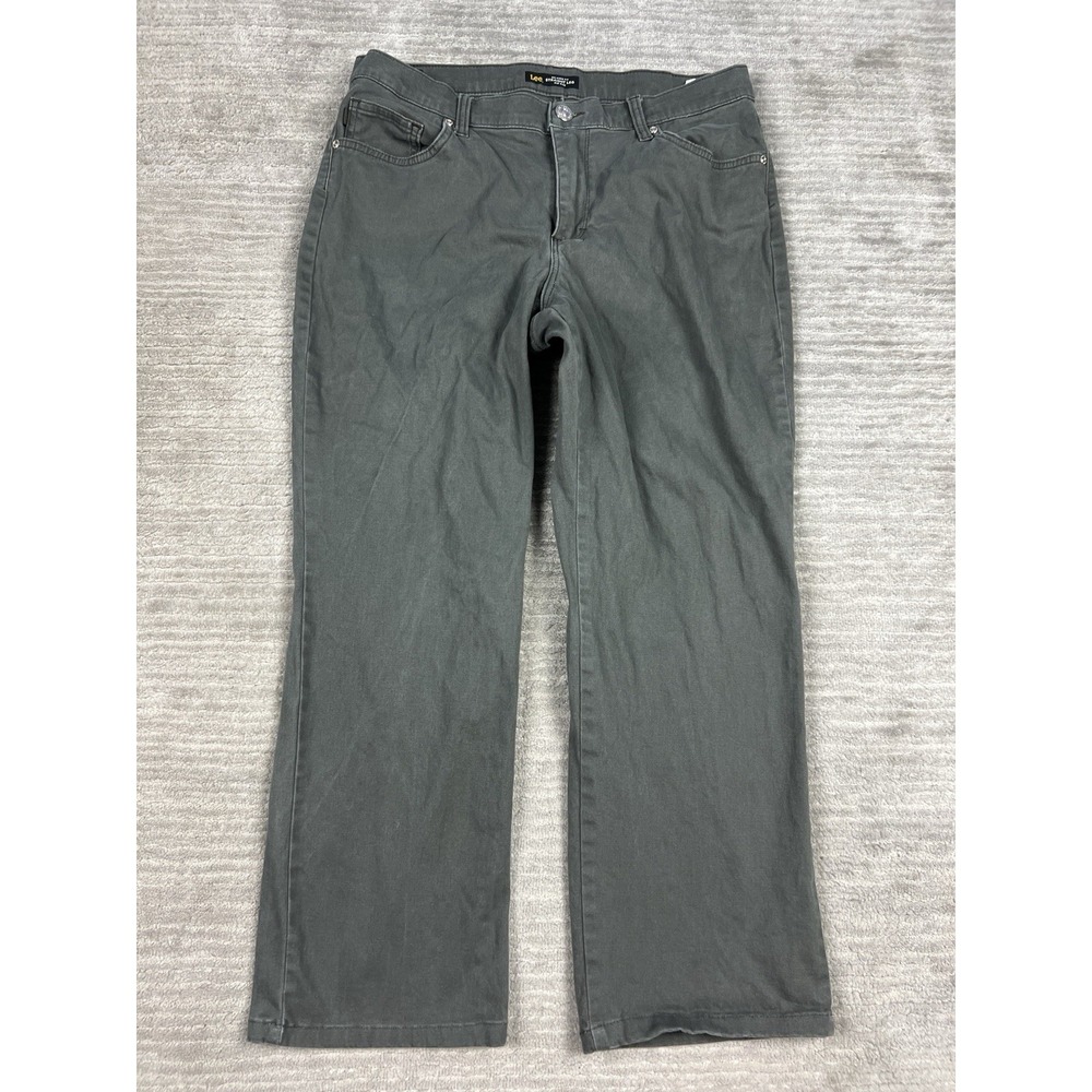 Lee Jeans Womens 12 Short Gray Straight‎ leg Relaxed Fit Mid Rise Denim Casual